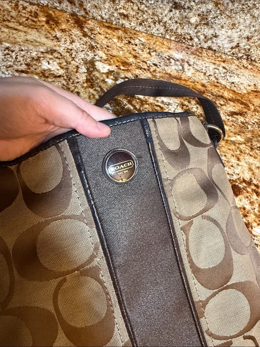 Coach Brown/Tan Signature Canvas Crossbody Bag